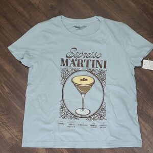 Lucky Brand Espresso Martini Graphic Tee - Light Blue M